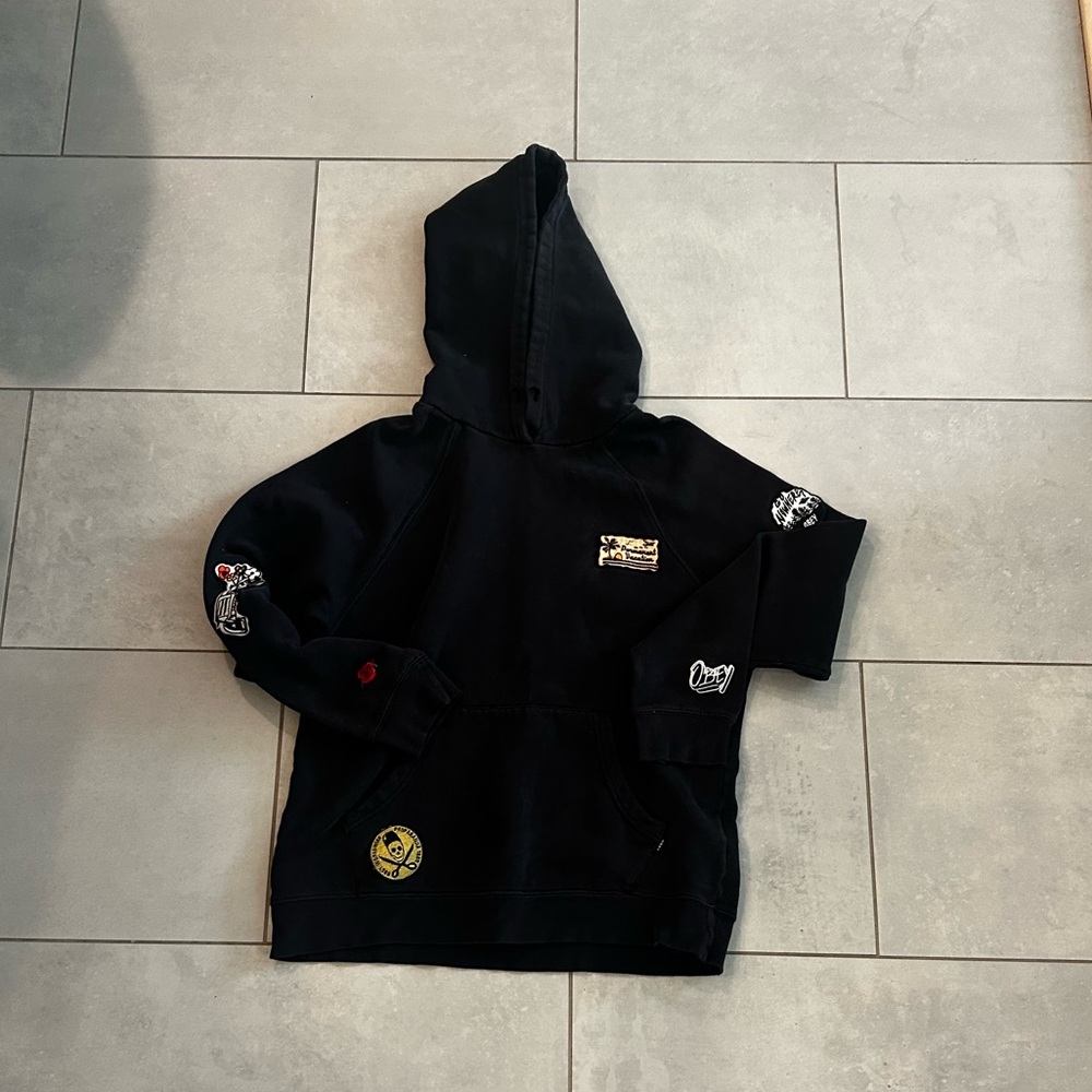 Obey Black Hoodie with Graphic Accents